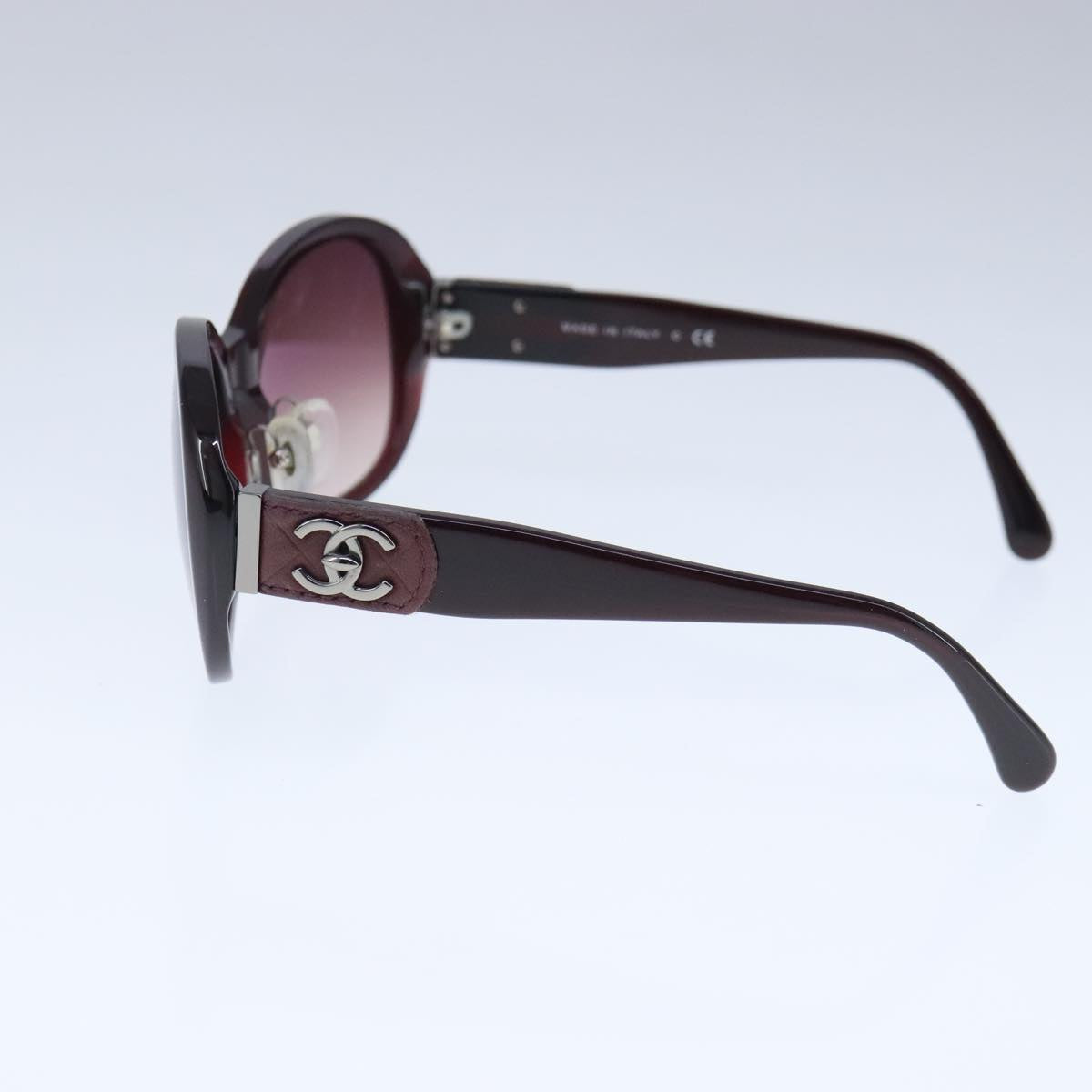 CHANEL Sunglasses plastic Brown CC Auth bs20396