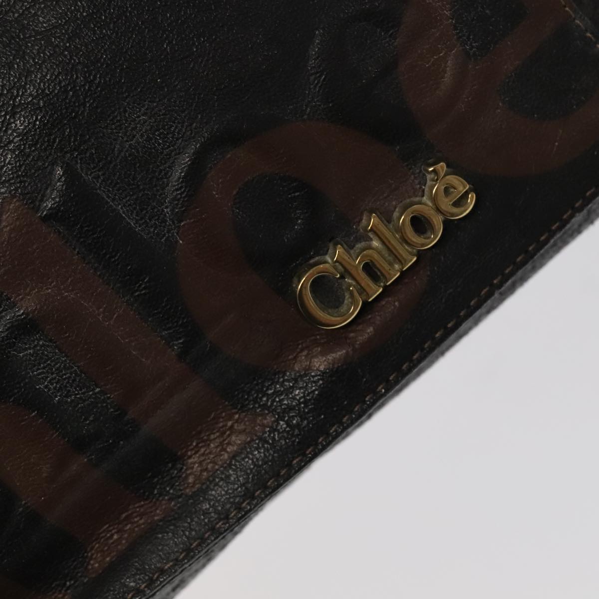 Chloe Tote Bag Leather Black Gold Auth bs20406