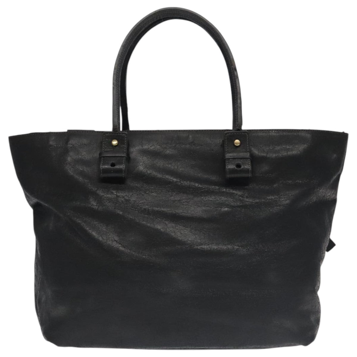 Chloe Tote Bag Leather Black Gold Auth bs20406