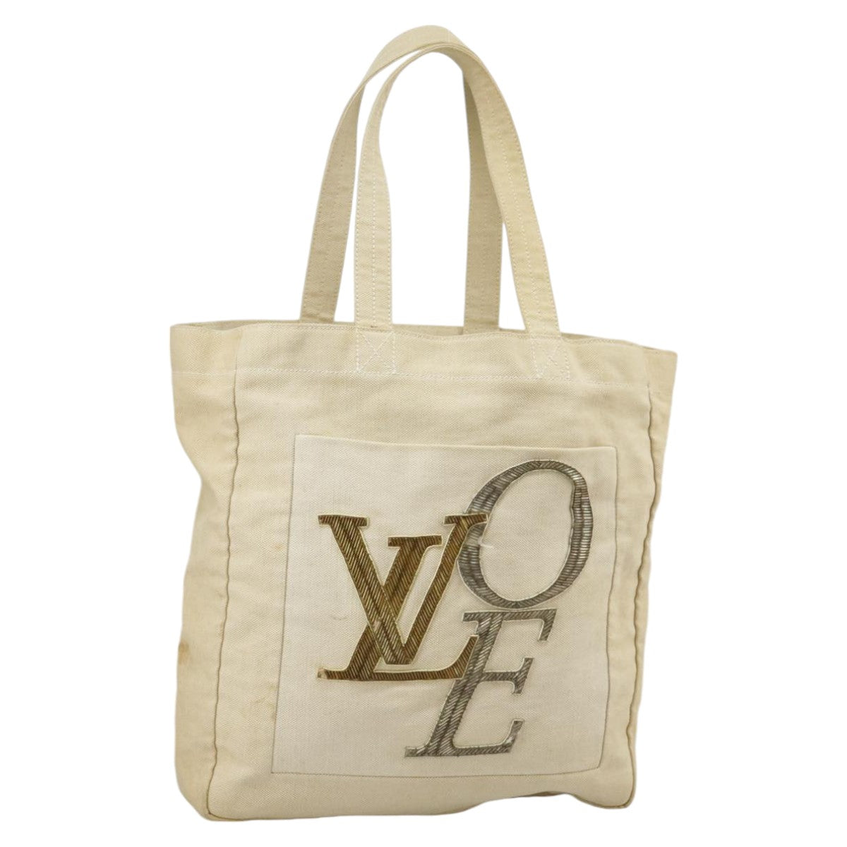 LOUIS VUITTON That's Love MM Tote Bag Canvas Beige M95388 LV Auth bs20420