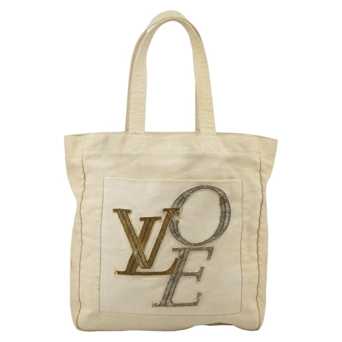 LOUIS VUITTON That's Love MM Tote Bag Canvas Beige M95388 LV Auth bs20420 - 0