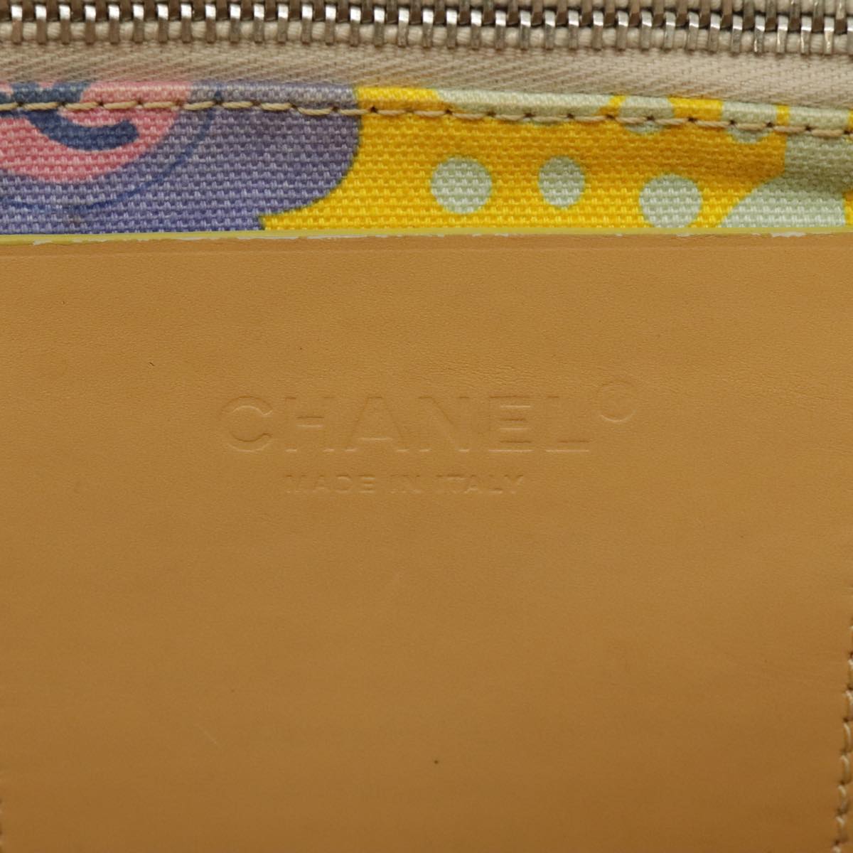 CHANEL High Summer Tote Bag Canvas Yellow Silver CC Auth bs20423