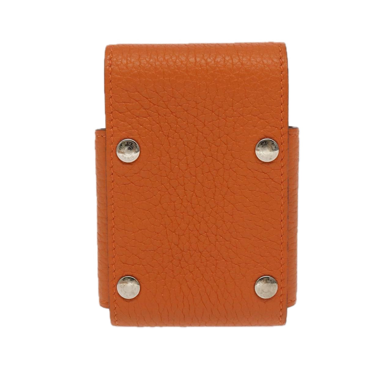 HERMES Etui Cult PM Pouch Leather Playing Cards Set Orange Auth bs20428