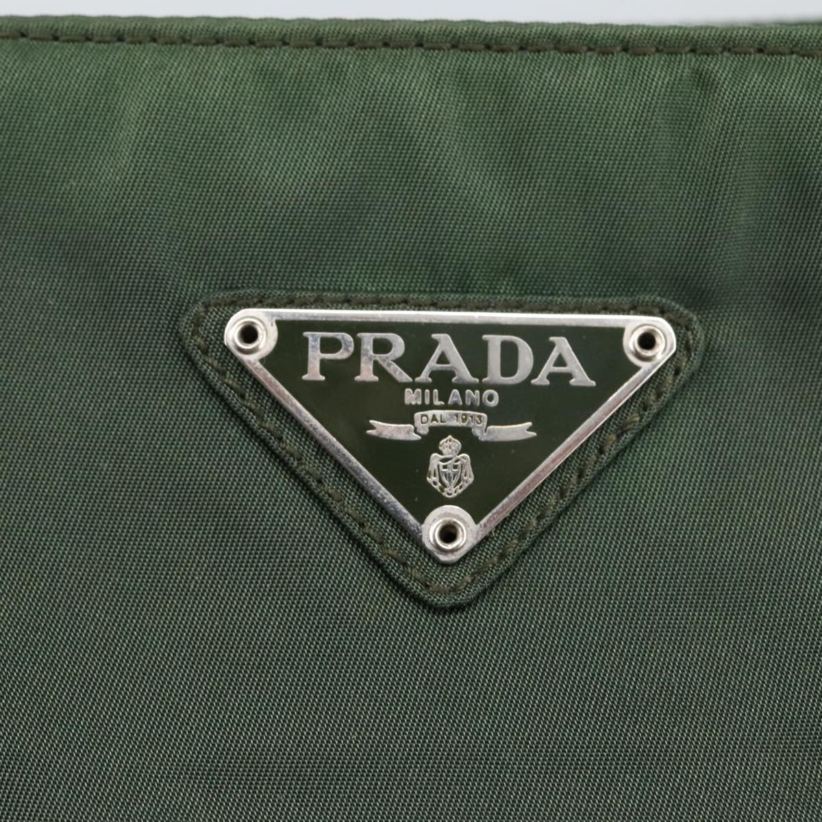 PRADA Hand Bag Nylon Khaki Auth bs20429