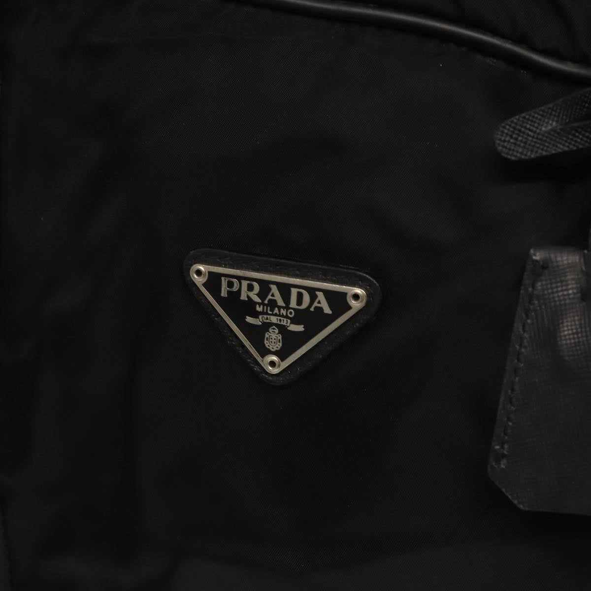 PRADA Boston Bag Nylon Black Silver Auth bs20430