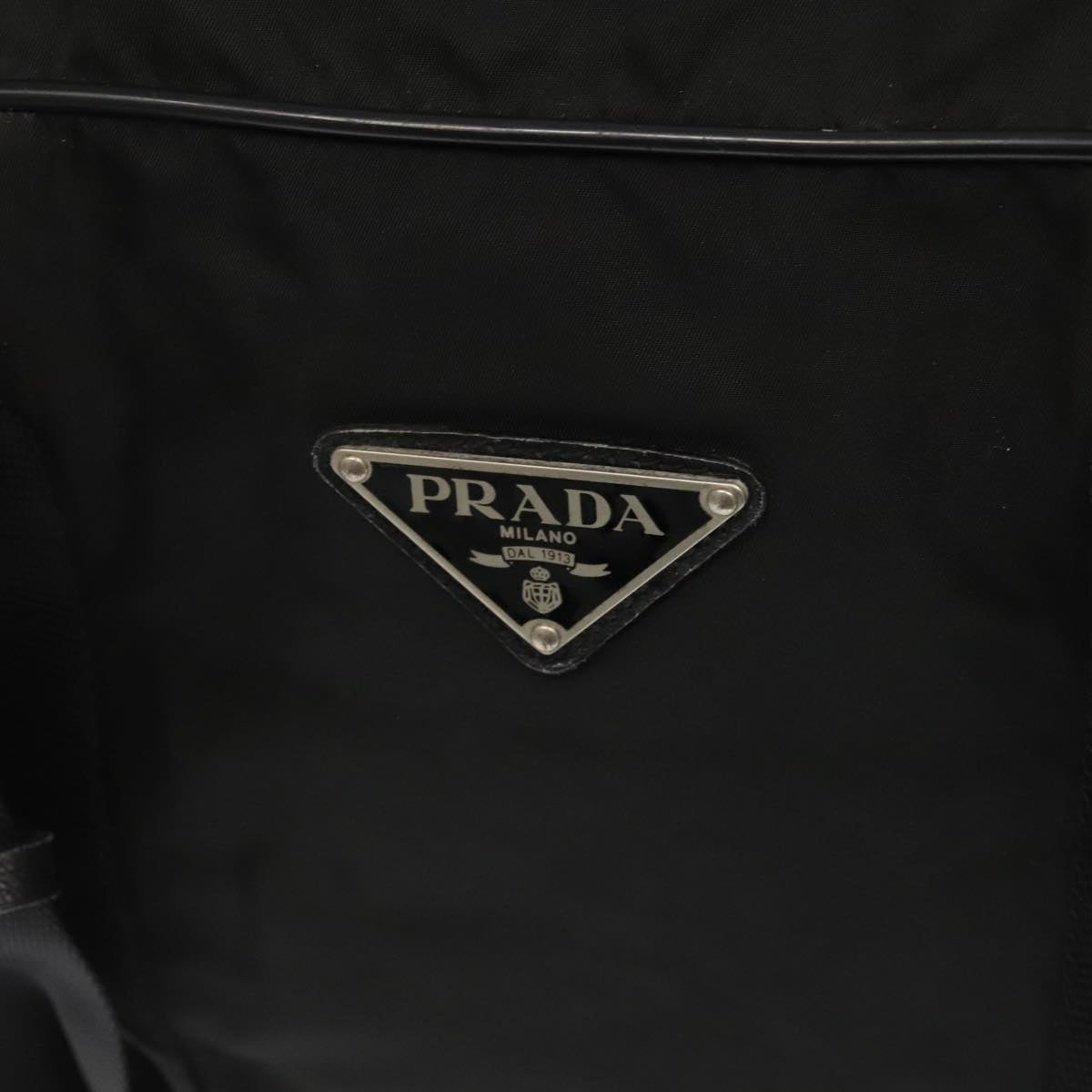 PRADA Boston Bag Nylon 2way Black Silver Auth bs20431