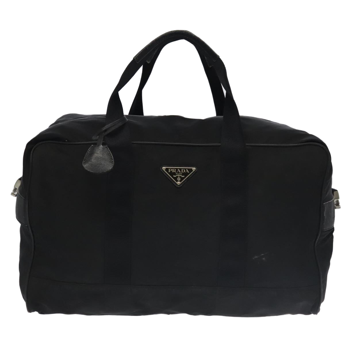 PRADA Boston Bag Nylon 2way Black Silver Auth bs20431