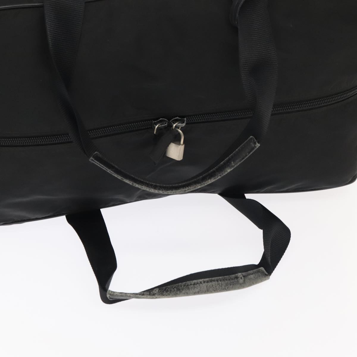 PRADA Boston Bag Nylon 2way Black Silver Auth bs20431