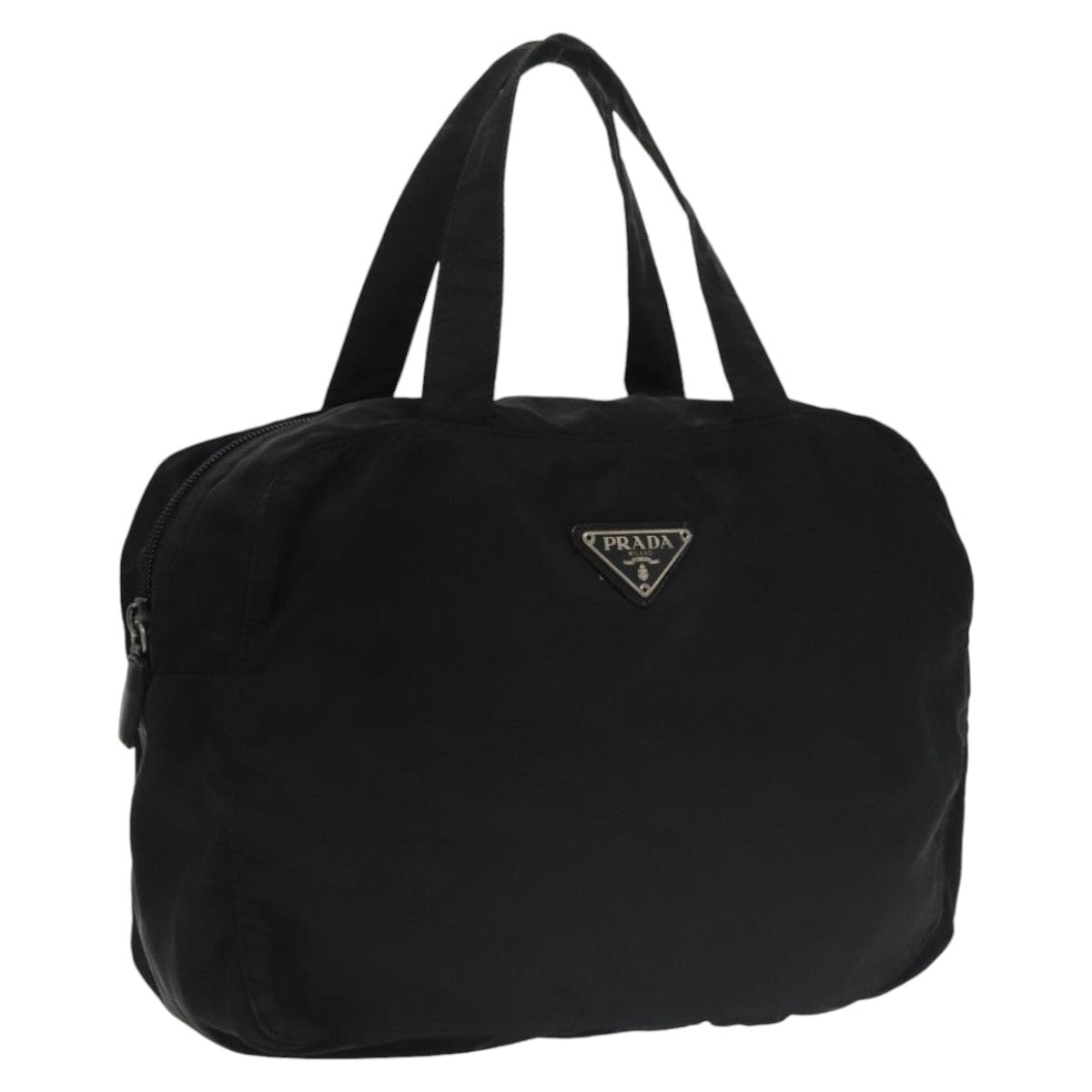 PRADA Hand Bag Nylon Black Silver Auth bs20433