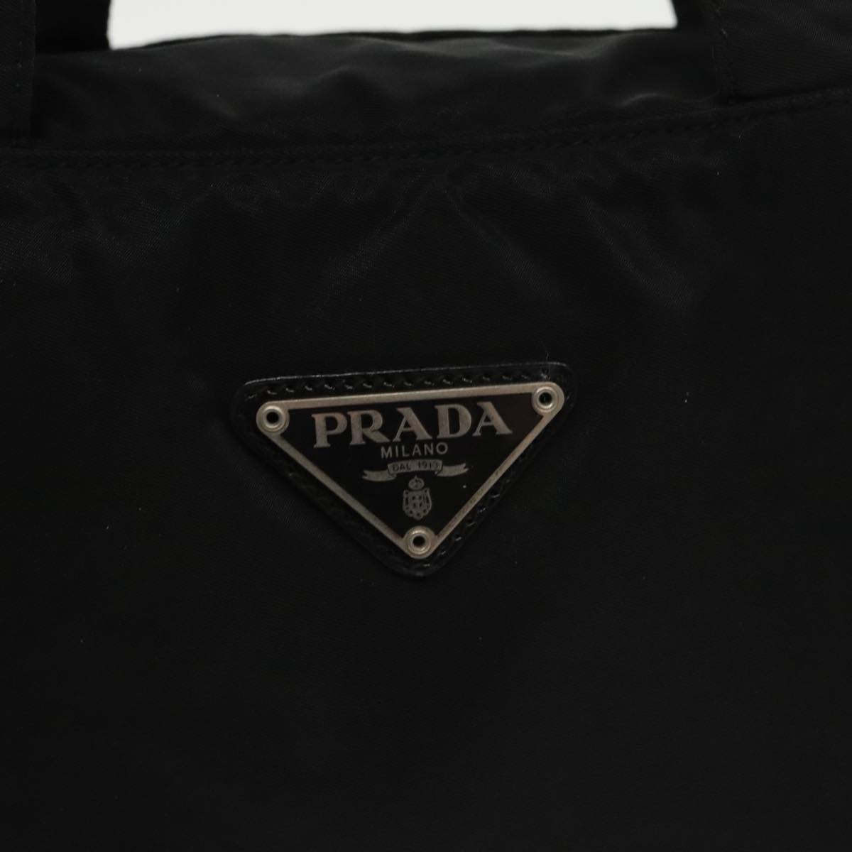 PRADA Hand Bag Nylon Black Silver Auth bs20433