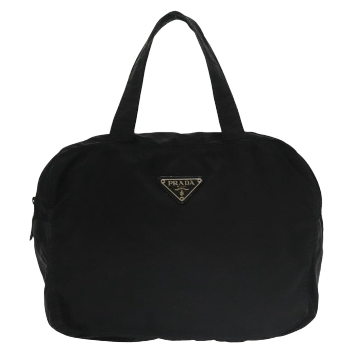 PRADA Hand Bag Nylon Black Silver Auth bs20433