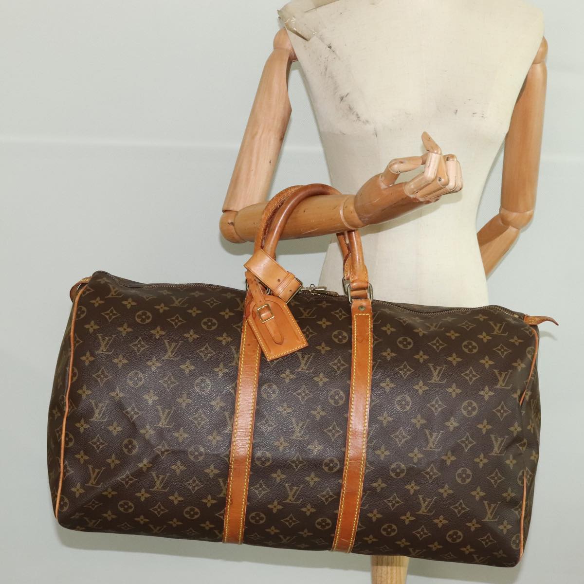 LOUIS VUITTON Monogram Keepall 55 Boston Bag M41424 LV Auth bs20494