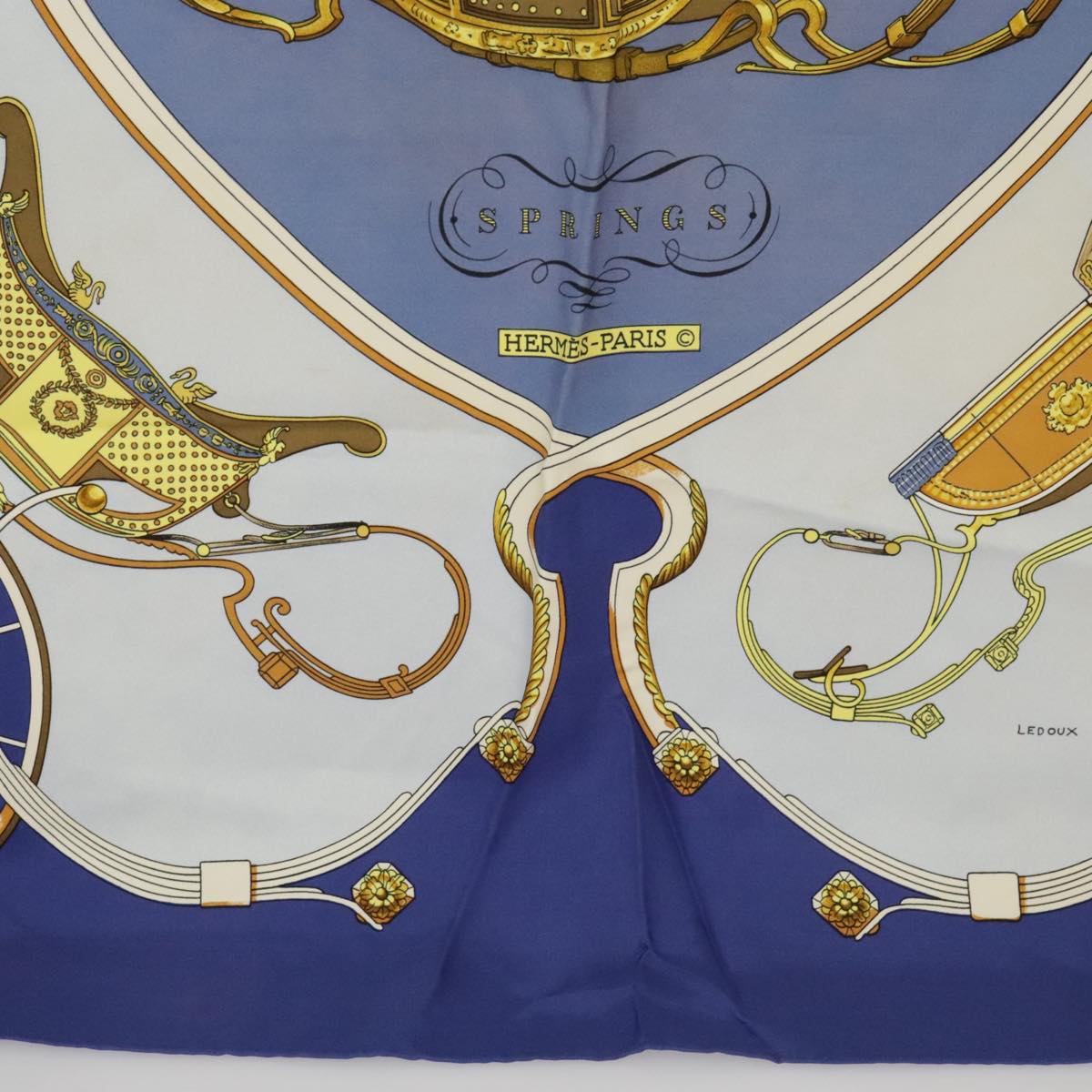 HERMES Carre 90 Scarf ""SPRINGS""  Silk Blue Light Blue Auth bs20514