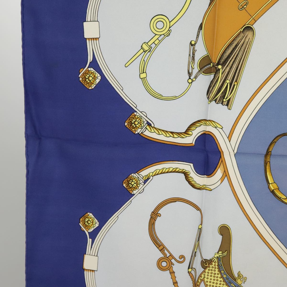 HERMES Carre 90 Scarf ""SPRINGS""  Silk Blue Light Blue Auth bs20514