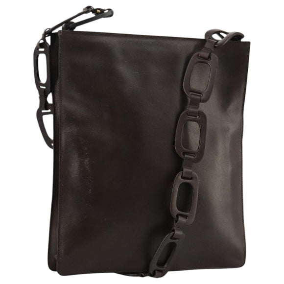 GUCCI Shoulder Bag Nylon Brown Gold Auth bs20545