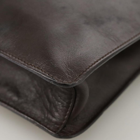 GUCCI Shoulder Bag Nylon Brown Gold Auth bs20545