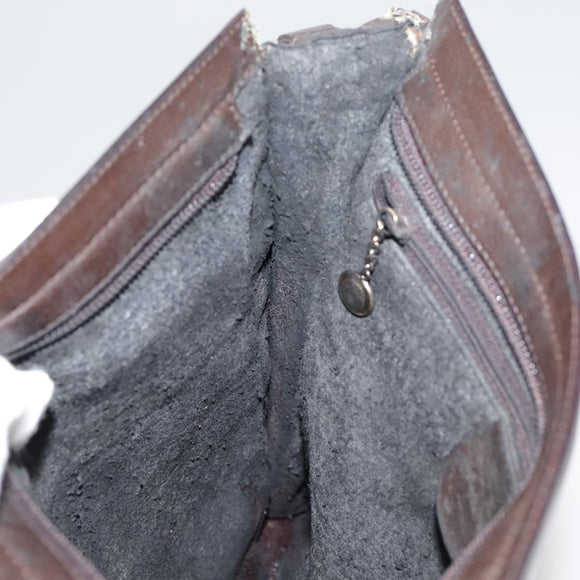 GUCCI Shoulder Bag Nylon Brown Gold Auth bs20545