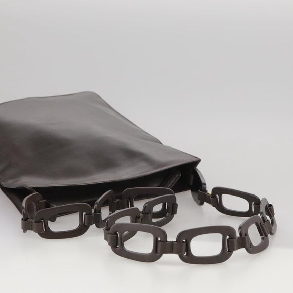 GUCCI Shoulder Bag Nylon Brown Gold Auth bs20545