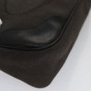 PRADA Pouch Canvas Leather Brown Silver Auth bs20555-15