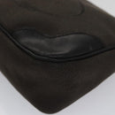 PRADA Pouch Canvas Leather Brown Silver Auth bs20555-16