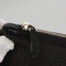 PRADA Pouch Canvas Leather Brown Silver Auth bs20555-8