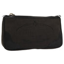 PRADA Pouch Canvas Leather Brown Silver Auth bs20555-1