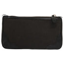 PRADA Pouch Canvas Leather Brown Silver Auth bs20555-2