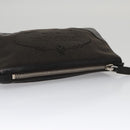 PRADA Pouch Canvas Leather Brown Silver Auth bs20555-5