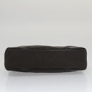 PRADA Pouch Canvas Leather Brown Silver Auth bs20555-6