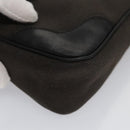 PRADA Pouch Canvas Leather Brown Silver Auth bs20555-7