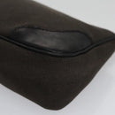 PRADA Pouch Canvas Leather Brown Silver Auth bs20555-14