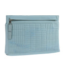 LOEWE Anagram Clutch Bag Leather Light Blue Auth bs20557-1