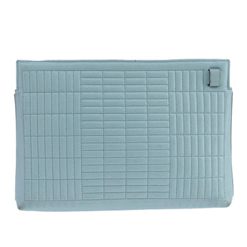 LOEWE Anagram Clutch Bag Leather Light Blue Auth bs20557 - 0
