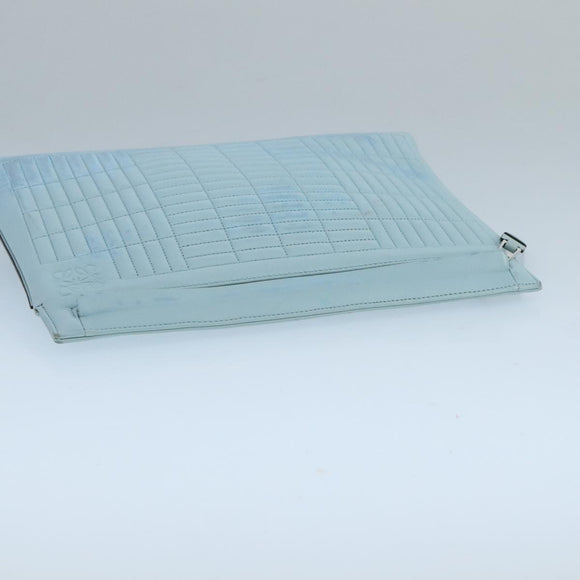 LOEWE Anagram Clutch Bag Leather Light Blue Auth bs20557