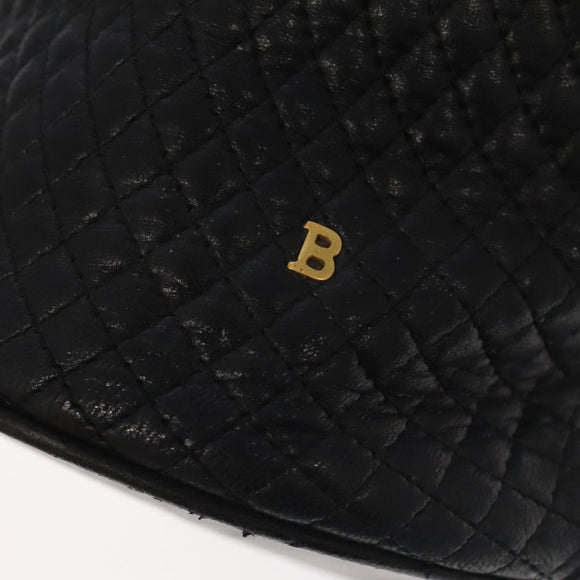 BALLY Shoulder Bag Leather Black Gold Auth bs20559