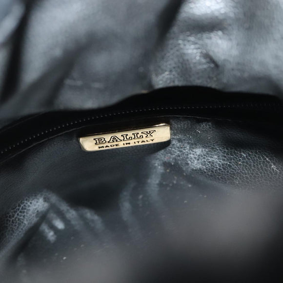 BALLY Shoulder Bag Leather Black Gold Auth bs20559