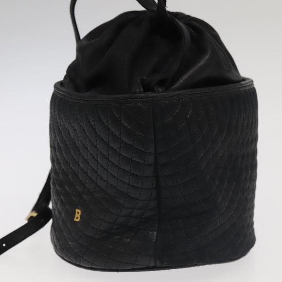 BALLY Shoulder Bag Leather Black Gold Auth bs20559