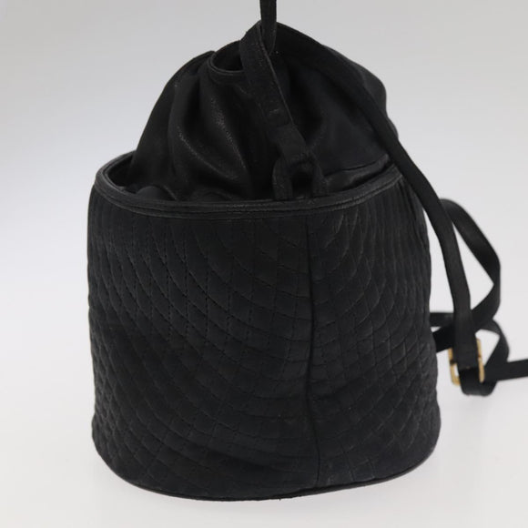 BALLY Shoulder Bag Leather Black Gold Auth bs20559