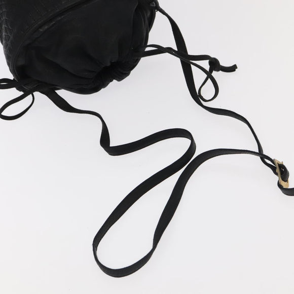 BALLY Shoulder Bag Leather Black Gold Auth bs20559