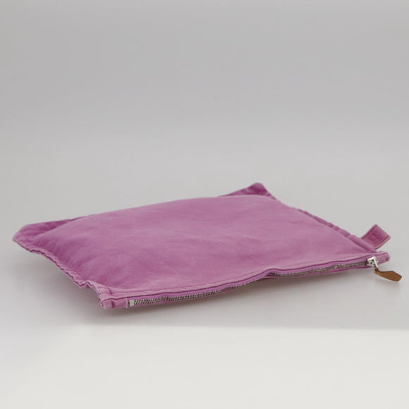 HERMES Bora Bora Pouch MM Pouch Canvas Purple Silver Auth bs20572