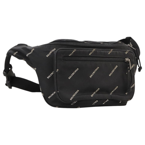 BALENCIAGA Allover Explorer Body Bag Nylon Black 482389 Auth bs20580