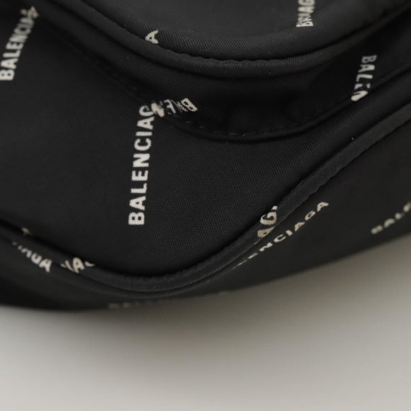 BALENCIAGA Allover Explorer Body Bag Nylon Black 482389 Auth bs20580