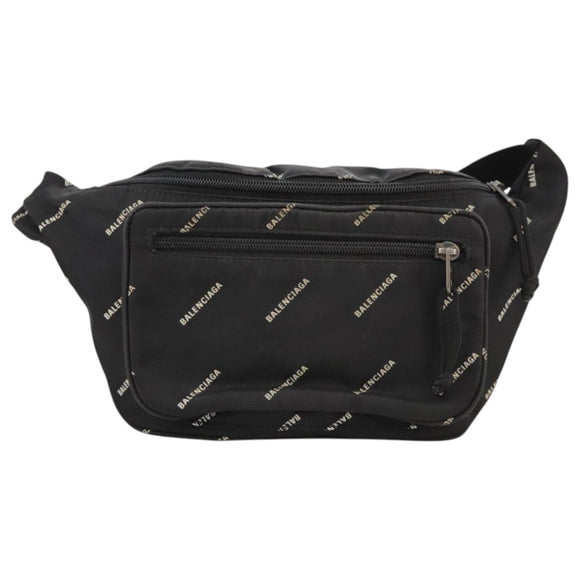 BALENCIAGA Allover Explorer Body Bag Nylon Black 482389 Auth bs20580