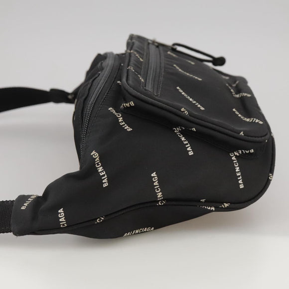 BALENCIAGA Allover Explorer Body Bag Nylon Black 482389 Auth bs20580