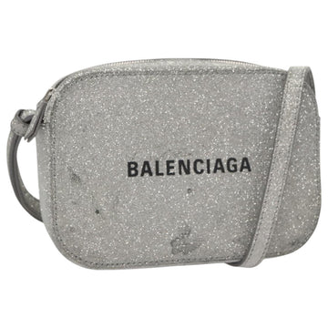 BALENCIAGA Camera bag Every day Shoulder Bag Leather Silver 552372 Auth bs20585