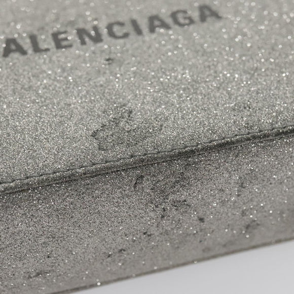 BALENCIAGA Camera bag Every day Shoulder Bag Leather Silver 552372 Auth bs20585