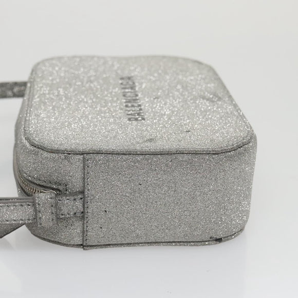 BALENCIAGA Camera bag Every day Shoulder Bag Leather Silver 552372 Auth bs20585