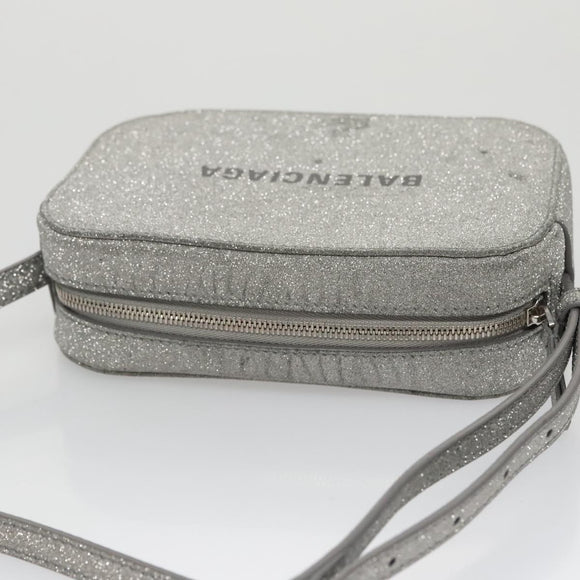 BALENCIAGA Camera bag Every day Shoulder Bag Leather Silver 552372 Auth bs20585