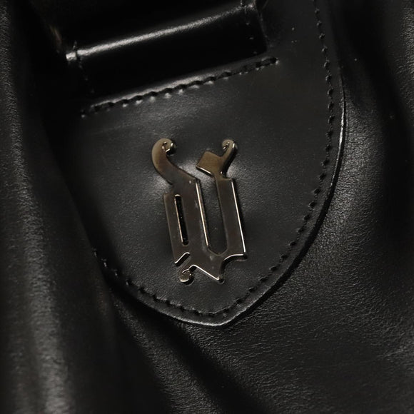 VERSACE Shoulder Bag Leather Black Auth bs20588