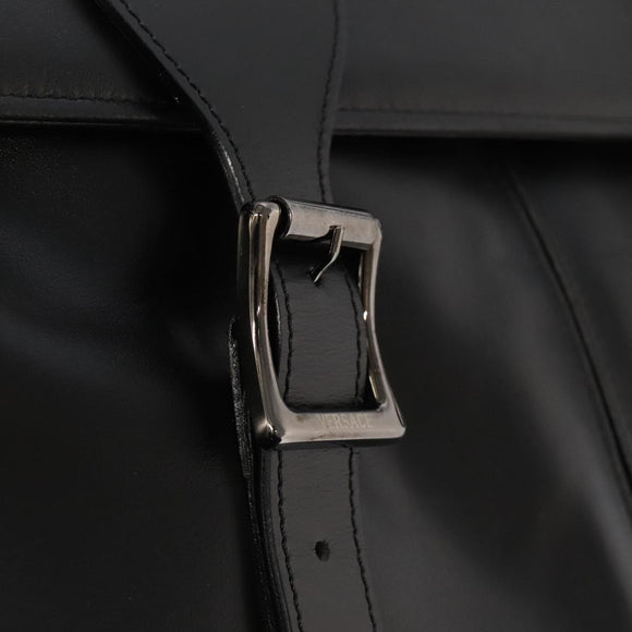 VERSACE Shoulder Bag Leather Black Auth bs20588
